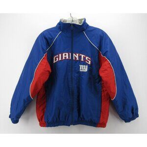VINTAGE New York Giants Jacket Boys Medium Gray Reebok Reversible Fleece *
